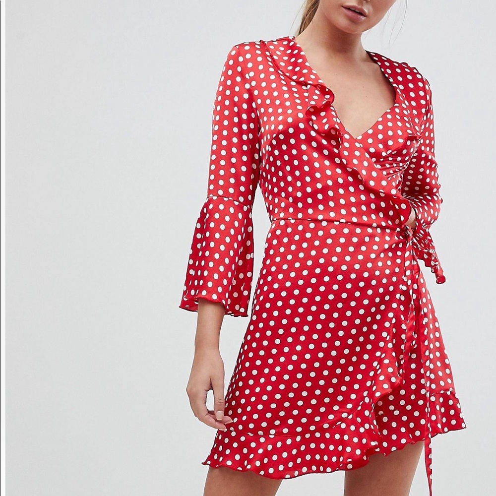 ✨NWT✨ ASOS ruffle wrap dress with fluted sleeve